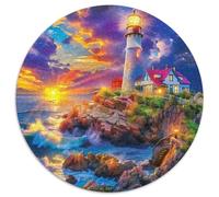 Phare 1000 Pièces Puzzle pour Adultes Et Enfan Natural Scenery Puzzle Rond Décoration Moderne Jeu Cadeau Unique 1000pcs (67.5x67.5cm)