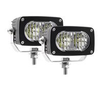 Phare 3 Pouces LED Pods Lumières 2 Pièces Ambre Conduite Lumière Tout-terrain Faisceau Antibrouillard Jaune Pour Moto SUV ATV UTV Camion Bateau Tracteur(White-Flood)