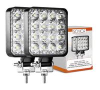 Phare 4x4 tracteur 2 pièces aluminium ABS 48W 16 led 6500K 10,5 cm 4,21" led travail longue portée