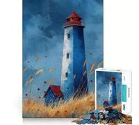 Phare à l'aquarelle (Puzzle de 1000 pièces pour Adolescents,Jeu de mémoire,Verrouillage Solide,sans pièces détachées,Jeu de Voyage idéal,Cadeau pour Les Cerveaux (38x26cm))