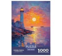 Phare Artistique Côte 1000 Pièces pour Adultes Puzzles Cadeaux d'anniversaire pour Noël Jeux Éducatifs Family Games Décoration Relaxation Et Sagesse 70x50cm/1000pcs