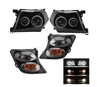 Phare Assemblage Projecteur Principal pour Nissan pour Patrouille Y60 Y61 2001 2002 2003 2004 Accessoires De Voiture Phare Coin Lumière Lampe Phare Avant Pare-Chocs Phares(1 Set Black)