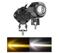 Phare Avant Auxiliare LED 12V 24V 20W 2000Lm Projecteur Longue Portée Spot Blanc + Feu Antibrouillard Jaune pour Moto Voiture 4x4