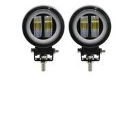 Phare Avant De Moto Phare LED 7D 3'' 20W Pour Moto 4x4 Phare Travail Feu Antibrouillard Pour ATV SUV 12V 24V Feux De Croisement(D-2x white and blue)