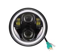 Phare Avant De Moto Phare LED H4 Hi Lo Beam 5 3/4" Pour Moto Pour Sportster Pour Iron 883 1200 Pour Dyna 5.75" Avec Anneau Halo Angel Eyes Feux De Croisement(Black with Halo)