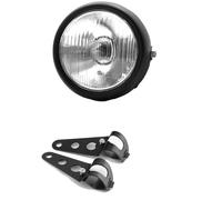 Phare Avant De Moto Phares De Moto Rétro 5.75 Pouces Feux De Croisement Universels Modifiés 12V Coque En Fer Phares Circulaires Pour Moto Feux De Croisement(1Pcs-B Bracket)