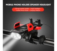 Phare Avant De Vélo Étanche 4 En 1, Klaxon De Chargement Usb, Support De Téléphone, Lampe De Vélo Vtt, Accessoires De Lampe De Poche De Cyclisme