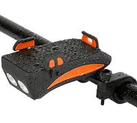 Phare avant de vélo étanche 4 en 1, support de téléphone pour vélo avec batterie externe mobile 2000 mA/4000 mA, 5 modes de klaxon, 400 lumens 2 Orange