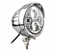 Phare Avant Moto Phare LED 4,5" pour Moto pour Softail pour Chopper pour Bobber Style Vintage Custom Unités Phares Moto(Chrome)