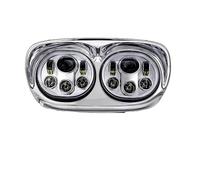 Phare Avant Moto Phare Moto À Double Projecteur LED avec Angel Eye pour Road pour Glide pour FLTR 2004 2005 2006 2007 2008 2009 2010 2011 2012 Phare Moto(Chrome)