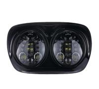 Phare Avant Moto pour Road pour Glide 2004 2005 2006 2007 2008 2009 2010 2011 2012 2013 Moto Double Projecteur LED Phare Accessoires 2inl Phare Haut/Bas Double Phare Moto(A Chrome)