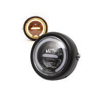Phare Avant Moto pour Royal pour Enfield pour Interceptor 650 pour Continental GT 6.5 Pouces LED Moto Phare Moto Phare Halo Anneau DRL Unités Phares Moto(Yellow)
