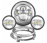 Phare Avant Moto pour Touring pour Electra pour Glide pour Road pour Phare LED 7 Pouces Feux Antibrouillard 4,5 Support Fixation Pièces Unités Phares Moto(A Set Sliver2)