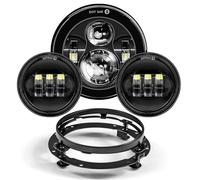 Phare Avant Moto pour Touring pour Electra pour Glide pour Road pour Phare LED 7 Pouces Feux Antibrouillard 4,5 Support Fixation Pièces Unités Phares Moto(A Set Black1)