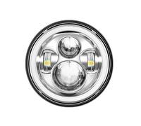Phare Avant Phare De Moto À LED De 7 Pouces, Feux De Jour Halo pour Royal pour Enfield pour Himalayan 400 411 650 350 pour Cafe pour Racer Phare LED Moto(Argent)