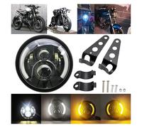 Phare Avant Phare LED Universel Pour Moto Compatible Avec Les Modèles Chopper Et Cafe Racer 7,5 Pouces Blanc/ambre Phare Moto(A full set)