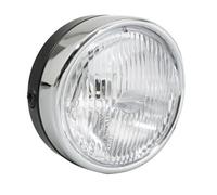 Phare avant rond Ã˜140mm Guia métal noir avec casquette chromé pour mobylette MBK 51