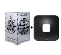 Phare Baril de Feu Vasque à Feu Accessoire + Plaque Grillring Feuerplatte