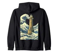 Phare Breton La Grande Vague au Large Kanagawa Hokusai Art Sweat à Capuche