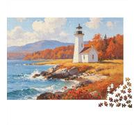 Phare Côte d Automne Puzzle 1000 Pièces Papier pour Adultes Relaxation Décoration Familiale 70x50cm/1000pcs