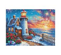 Phare côtier 500 Pieces Casse-tête Expert Confirmé en Carton Haute Densité Épais Phare, côte et Neige Très Difficile Anti-Stress Loisir Créatif Cadeau Fête des Pères Premium 500 PCS