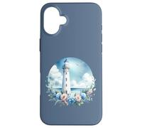 Phare côtier avec Fleurs d'hortensia Coque pour iPhone 16 Plus