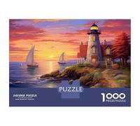 Phare côtier Casse-tête 1000 Pièces avec Clic Parfait, Puzzle d'art Phare du soirénigme De Compétence Logique pour Une Activité Zen, Puzzle Cadeau d'anniversaire 52x38cm/1000pcs