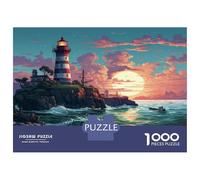 Phare côtier Puzzle 1000 Pièces Adulte en Carton Recyclé, Jeu De Puzzle À Assembler Soi-même Phare Tempêtedéfi Entre Amis pour Un Moment De Complicité, Étoile du Cadeau De Noël 38x26cm/1000