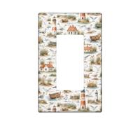 Phare - Couvercle d'interrupteur à bascule unique - Style côtier rustique - En plastique bleu - Taille standard - Accents muraux pour maison, salon, nouvel appartement