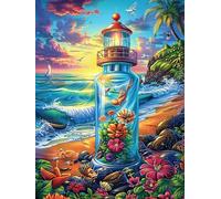 Phare dans une bouteille magique 1000 Pièces Puzzle Expert Confirmé En Carton Sans Déformation Paysages et science-fiction Très Difficile Décoration Murale Collection Cadeau Fête Des Pères Premium 100