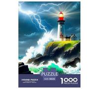 Phare dans Une mer agitée Puzzle 1000 pièces Paysages célèbres - Puzzle Mural Élégant, Challenge Cérébral, Pièces Épaisses, Relaxation Et Décoration, 38x26cm/1000pcs