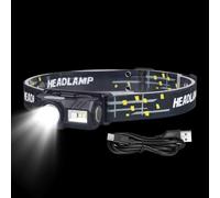 Phare de camping - Tête LED activée par le mouvement - Rechargeable - Compact et léger - Réglable - Projecteur alimenté par capteur avec plusieurs modes pour les sentiers de nuit, les randonnées de