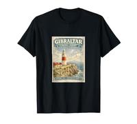 Phare de Gibraltar Vintage Europa Point, Design de Voyage T-Shirt