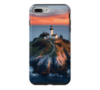 Phare de l'île au Coucher du Soleil, scène de Paysage océanique côtier Coque pour iPhone 7 Plus/8 Plus