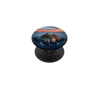 Phare de l'île au Coucher du Soleil, scène de Paysage océanique côtier PopSockets PopGrip Adhésif