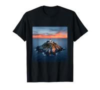 Phare de l'île au Coucher du Soleil, scène de Paysage océanique côtier T-Shirt