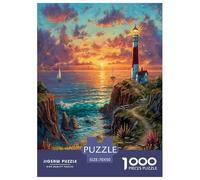 Phare de mer Puzzle 1000 Pièces pour Adultes Et Enfants À Partir De 12 Ans Jeu De Patience Et De Réflexion Divertissement Créatif Cadeau Classiques Décoration De La Maison 70x50cm/1000pcs