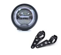 Phare de Moto LED, Distance de Phare Universel de 6,5 pouces avec Support pour Moto Cafe Racer - Lumière Jaune (Lumière blanche)