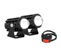 Phare De Moto Phare Auxiliaire Conduite Antibrouillard 12V 24V Projecteur Lentille LED Jaune Blanc Pour Moto(2piece White)