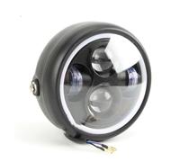 Phare de moto Pour Cafe Racer Bobber Chopper 6.5 Pouces Phare Led Spirale Blanc Support De Montage Latéral Moto(A)