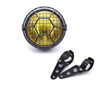 Phare de moto Retro 6'' Universel Halogène Avant avec Couvercle Abat-jour pour Remplacement de la Moto Cafe-Racer