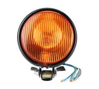 Phare de moto vintage - Style rétro, nostalgique, universel - Accessoires de modification (boîtier noir, verre jaune)