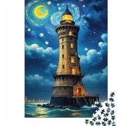 Phare de Nuit étoilé 1000 Pièce Carton Épais Puzzle De Bricolage Collecteurs Entraînement du Cerveau Décoration Murale 52x38cm/1000pcs