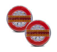 Phare de Travail LED 2 Pièces 12V 24V - Rond Hamburger Arrière Feu Arrière Séquentiel Dynamique Course Trun Signal Marche Arrière Frein Feu Stop Camion Remorque