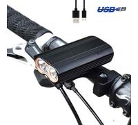 Phare De Vélo À Del Haut De Gamme - Corps En Aluminium - 2 000 Lumens Ultra-Brillant - Ipx6 Étanche - Pile Au Lithium À 4 400 Mah Noir
