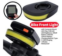 Phare de vélo avec support d'ordinateur, lampe de vélo pour Garmin Wahoo GPS, sécurité latérale, visibilité, feu avant, pièces de vélo 1PCS