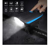 Phare de Vélo Chargement USB - Noir - Pour être vu - Étanche IP44 - Klaxon 120 dB