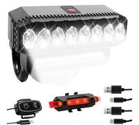 Phare De Vélo Rechargeable par USB avec Klaxon Éclairage Avant LED Haute Puissance pour La Conduite De Nuit Le Cyclisme sur Route en Montagne Et Hors,C