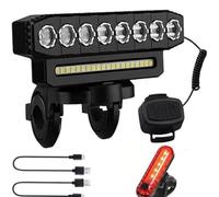 Phare De Vélo Rechargeable par USB avec Klaxon Éclairage Avant LED Haute Puissance pour La Conduite De Nuit Le Cyclisme sur Route en Montagne Et Hors,D