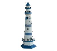 Phare décoratif en bois de style méditerranéen pour décoration d'intérieur, centre de table, étagère, plage, maison (57 cm)